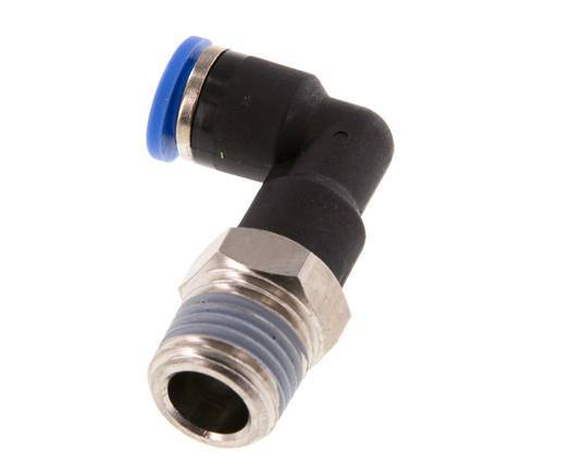 6mm x R1/4'' 90deg Elbow Push-in Fitting with Male Threads Brass/PA 66 NBR Long Body Rotatable [5 Pieces]