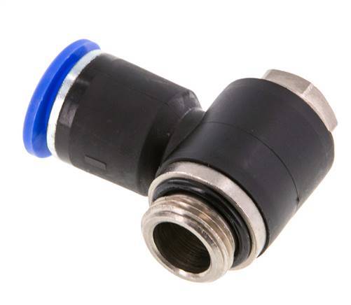 12mm x G3/8'' 90deg Elbow L-shape Push-in Fitting with Male Threads Brass/PA 66 NBR Rotatable