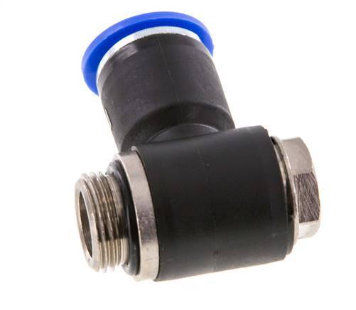 12mm x G3/8'' 90deg Elbow L-shape Push-in Fitting with Male Threads Brass/PA 66 NBR Rotatable