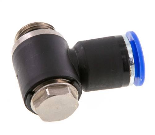 12mm x G3/8'' 90deg Elbow L-shape Push-in Fitting with Male Threads Brass/PA 66 NBR Rotatable