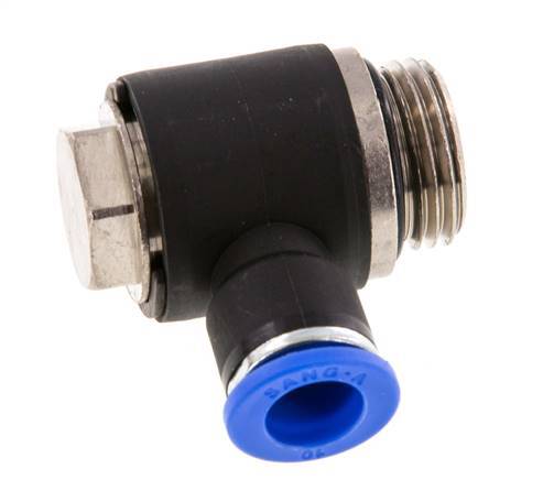 10mm x G1/2'' 90deg Elbow L-shape Push-in Fitting with Male Threads Brass/PA 66 NBR Rotatable