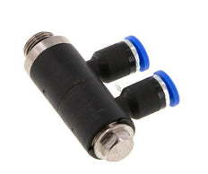 4mm x G1/8'' 2-way Manifold Push-in Fitting with Male Threads Brass/PA 66 NBR Rotatable