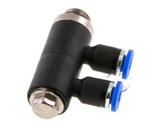 4mm x G1/8'' 2-way Manifold Push-in Fitting with Male Threads Brass/PA 66 NBR Rotatable