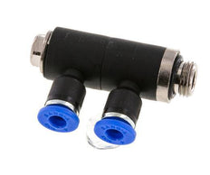 4mm x G1/8'' 2-way Manifold Push-in Fitting with Male Threads Brass/PA 66 NBR Rotatable