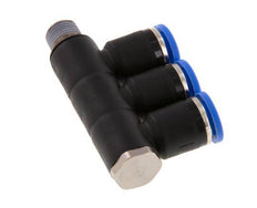 8mm x R1/8'' 3-way Manifold Push-in Fitting with Male Threads Brass/PA 66 NBR Rotatable