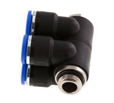 10mm x G1/4'' 4-way Manifold Push-in Fitting with Male Threads Brass/PA 66 NBR Rotatable