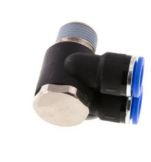 10mm x R3/8'' Double 90deg Elbow Push-in Fitting with Male Threads Brass/PA 66 NBR Rotatable