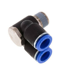 12mm x R3/8'' Double 90deg Elbow Push-in Fitting with Male Threads Brass/PA 66 NBR Rotatable