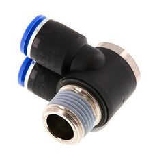 12mm x R1/2'' Double 90deg Elbow Push-in Fitting with Male Threads Brass/PA 66 NBR Rotatable