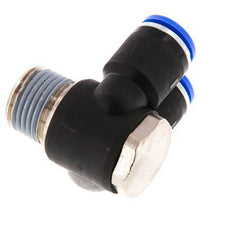 12mm x R1/2'' Double 90deg Elbow Push-in Fitting with Male Threads Brass/PA 66 NBR Rotatable