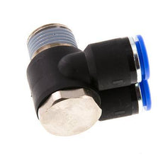 12mm x R1/2'' Double 90deg Elbow Push-in Fitting with Male Threads Brass/PA 66 NBR Rotatable