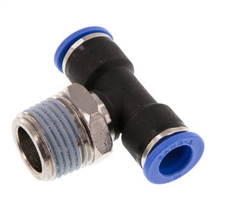 10mm x R1/2'' Inline Tee Push-in Fitting with Male Threads Brass/PA 66 NBR Rotatable