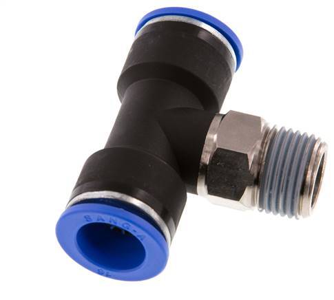 16mm x R1/2'' Inline Tee Push-in Fitting with Male Threads Brass/PA 66 NBR Rotatable