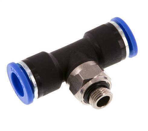 10mm x G1/8'' Inline Tee Push-in Fitting with Male Threads Brass/PA 66 NBR Rotatable