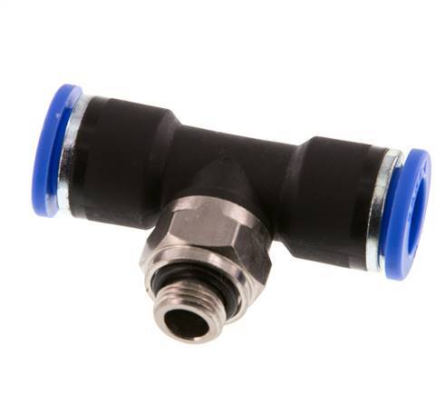 10mm x G1/8'' Inline Tee Push-in Fitting with Male Threads Brass/PA 66 NBR Rotatable