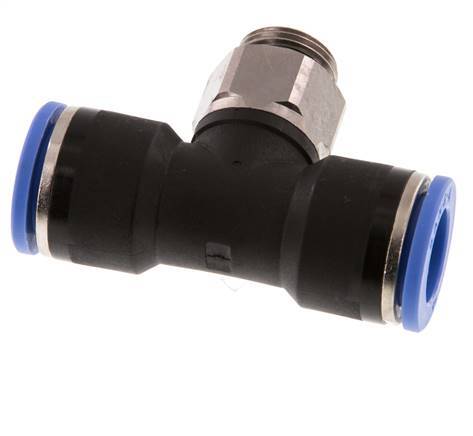 14mm x G3/8'' Inline Tee Push-in Fitting with Male Threads Brass/PA 66 NBR Rotatable