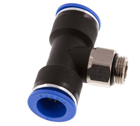 16mm x G3/8'' Inline Tee Push-in Fitting with Male Threads Brass/PA 66 NBR Rotatable
