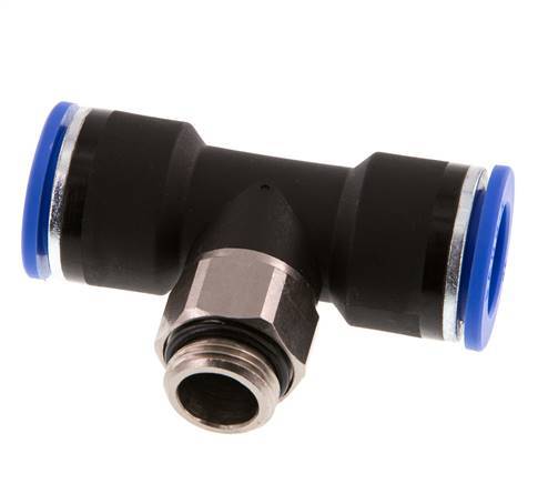 16mm x G3/8'' Inline Tee Push-in Fitting with Male Threads Brass/PA 66 NBR Rotatable