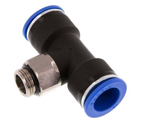 16mm x G3/8'' Inline Tee Push-in Fitting with Male Threads Brass/PA 66 NBR Rotatable
