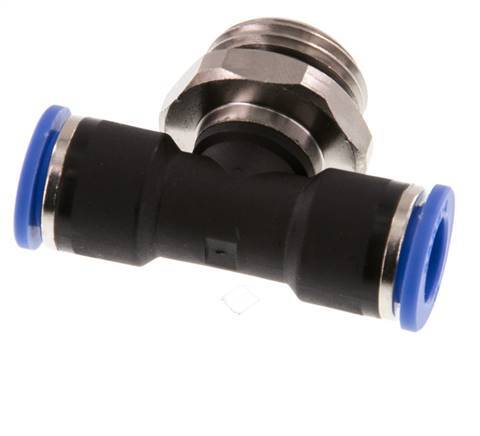 10mm x G1/2'' Inline Tee Push-in Fitting with Male Threads Brass/PA 66 NBR Rotatable
