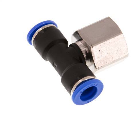10mm x G1/2'' Inline Tee Push-in Fitting with Female Threads Brass/PA 66 NBR Rotatable