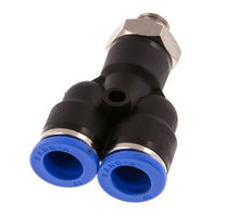 10mm x G1/8'' Y Push-in Fitting with Male Threads Brass/PA 66 NBR Rotatable