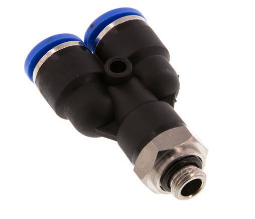 10mm x G1/8'' Y Push-in Fitting with Male Threads Brass/PA 66 NBR Rotatable