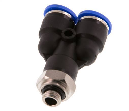 10mm x G1/8'' Y Push-in Fitting with Male Threads Brass/PA 66 NBR Rotatable