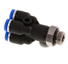 4mm x G1/8'' 4-way Y Manifold Push-in Fitting with Male Threads Brass/PA 66 NBR Rotatable