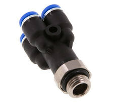 4mm x G1/8'' 4-way Y Manifold Push-in Fitting with Male Threads Brass/PA 66 NBR Rotatable