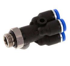 4mm x G1/8'' 4-way Y Manifold Push-in Fitting with Male Threads Brass/PA 66 NBR Rotatable