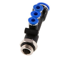 4mm x 8mm x G1/4'' 3-way Manifold Push-in Fitting with Male Threads Brass/PA 66 NBR Rotatable