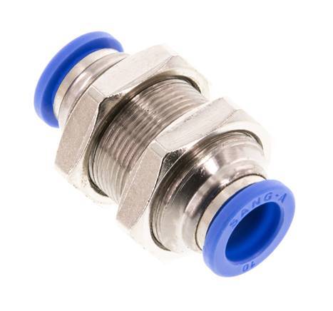 10mm Push-in Fitting Brass/PA 66 NBR Bulkhead