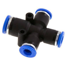 6mm x 8mm Cross Push-in Fitting PA 66 NBR 3 Outlets