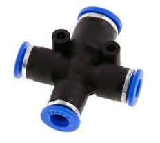 6mm x 8mm Cross Push-in Fitting PA 66 NBR 3 Outlets