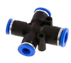 6mm x 8mm Cross Push-in Fitting PA 66 NBR 3 Outlets