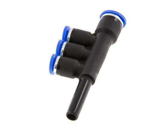 4mm x 6mm x 6mm 3-way Manifold Push-in Fitting with Plug-in Brass/PA 66 NBR