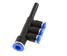 4mm x 6mm x 6mm 3-way Manifold Push-in Fitting with Plug-in Brass/PA 66 NBR