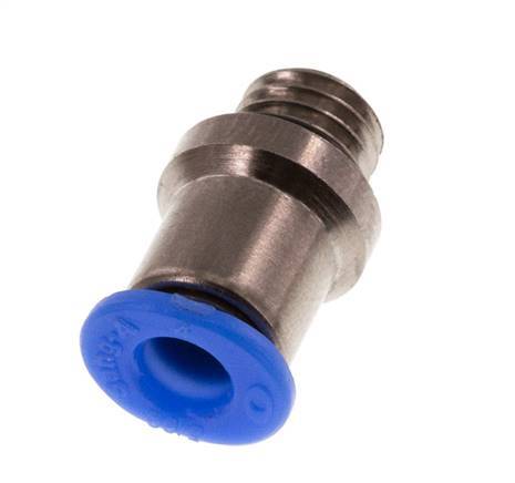 4mm x M 7 Push-in Fitting with Male Threads Brass/POM NBR Inner Hexagon Compact Design [5 Pieces]