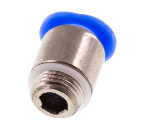 6mm x M 8 x 0.75 Push-in Fitting with Male Threads Brass/POM NBR Inner Hexagon Compact Design [5 Pieces]