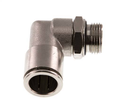 14mm x G3/8'' 90deg Elbow Push-in Fitting with Male Threads Brass NBR Rotatable