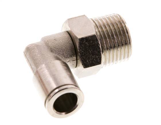 8mm x R3/8'' 90deg Elbow Push-in Fitting with Male Threads Brass FKM Rotatable