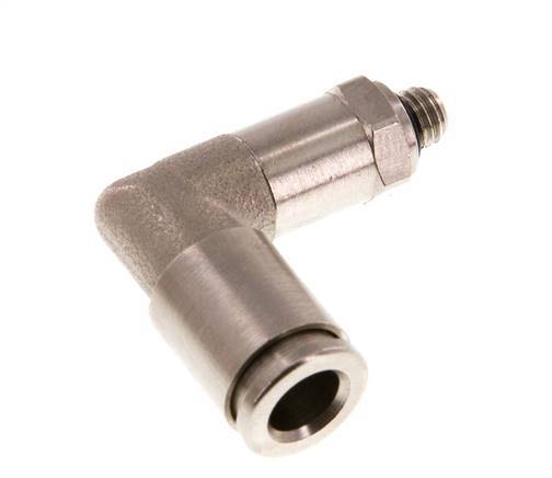 6mm x M 5 90deg Elbow Push-in Fitting with Male Threads Brass NBR Long Sleeve Rotatable