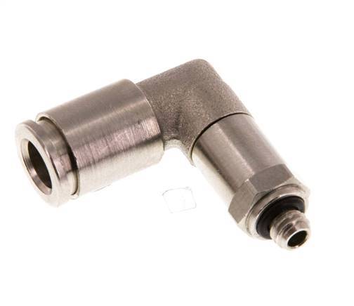 6mm x M 5 90deg Elbow Push-in Fitting with Male Threads Brass NBR Long Sleeve Rotatable
