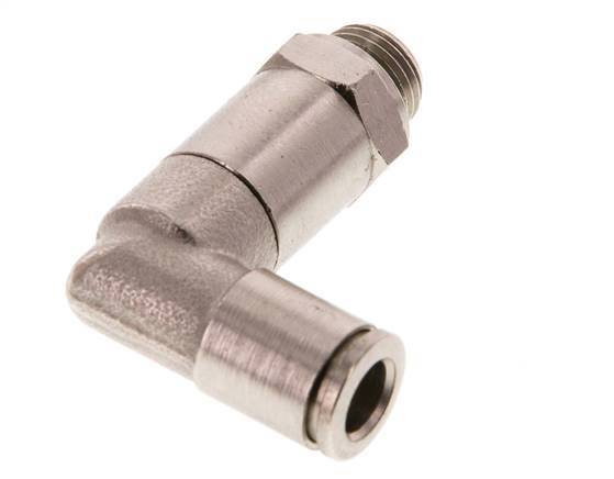 6mm x G1/8'' 90deg Elbow Push-in Fitting with Male Threads Brass FKM Long Sleeve