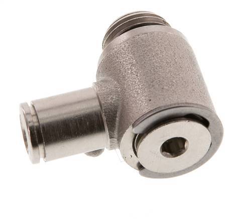 6mm x G1/4'' 90deg Elbow L-shape Push-in Fitting with Male Threads Brass NBR Rotatable