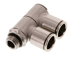12mm x G1/4'' 2-way Manifold Push-in Fitting with Male Threads Brass NBR Rotatable