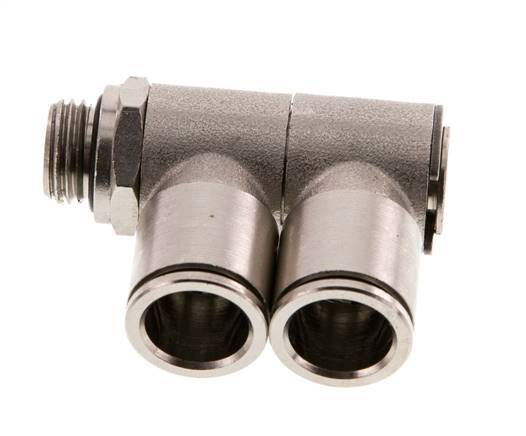 12mm x G1/4'' 2-way Manifold Push-in Fitting with Male Threads Brass NBR Rotatable