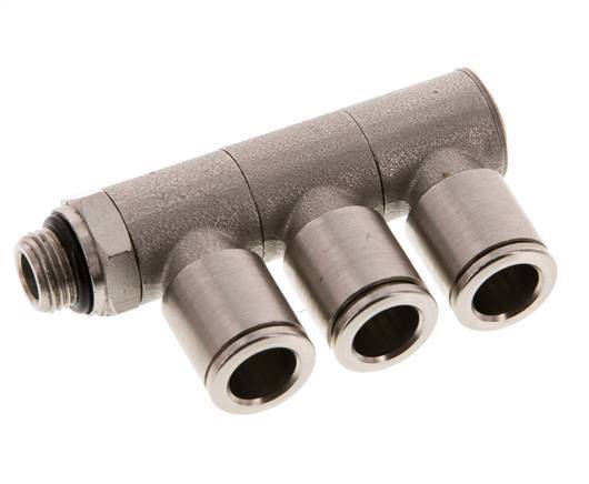 8mm x G1/8'' 3-way Manifold Push-in Fitting with Male Threads Brass NBR Rotatable
