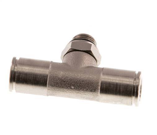 8mm x G1/8'' Inline Tee Push-in Fitting with Male Threads Brass NBR Rotatable
